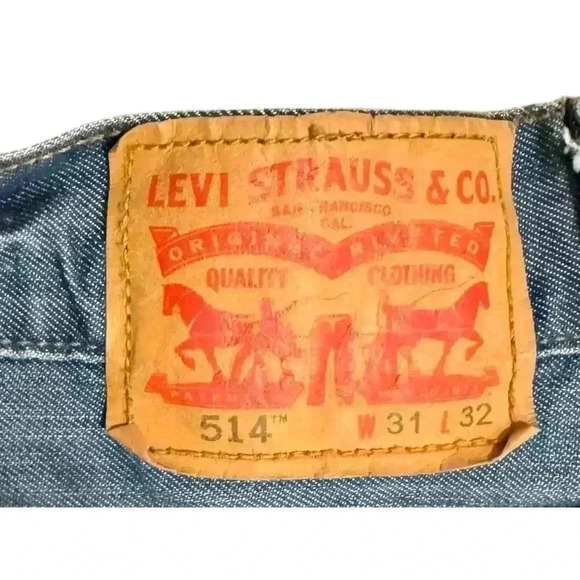 Vintage Levis 514 Jeans Mens 31 x 32 Straight Fit Medium Wash Blue Grunge Skater - Picture 2 of 15